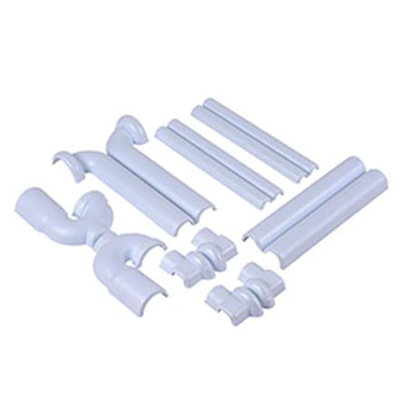 Light House Beauty Full Cover Kit, Straight Grid Drain, Two Supply Line & Valve Covers, White LI2972644